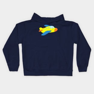 Cute Yellow Airplane Flying Plane for Kids Kids Hoodie